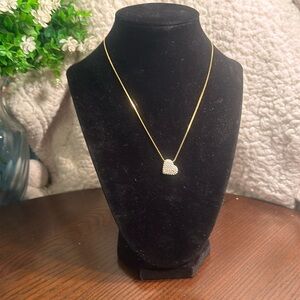 Gold-tone necklace with rhinestone heart pendant